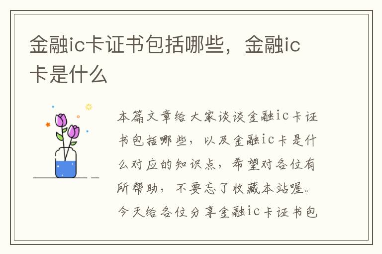 金融ic卡证书包括哪些，金融ic卡是什么