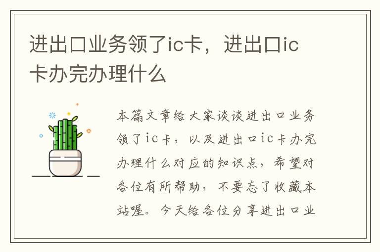 进出口业务领了ic卡，进出口ic卡办完办理什么