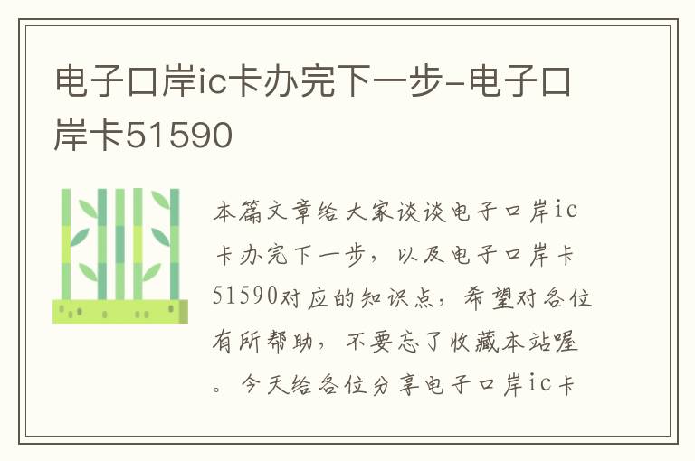 电子口岸ic卡办完下一步-电子口岸卡51590