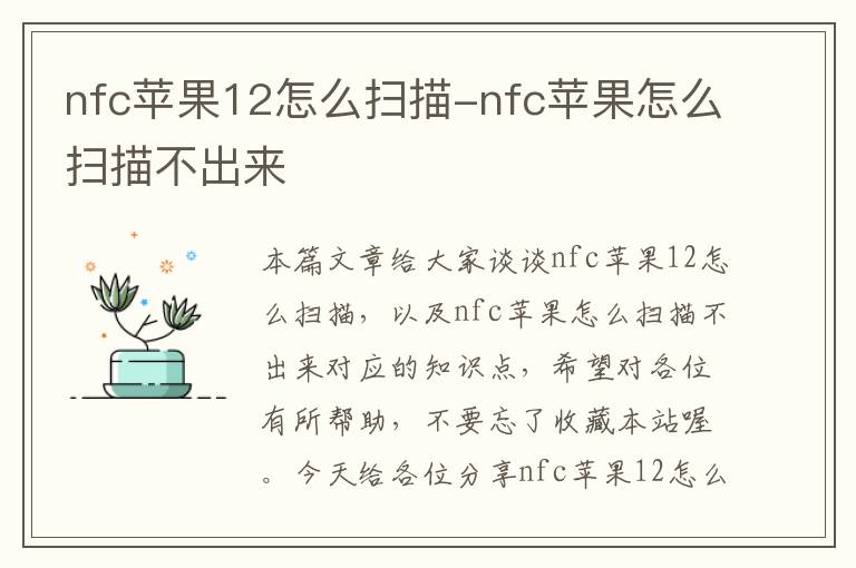 nfc苹果12怎么扫描-nfc苹果怎么扫描不出来