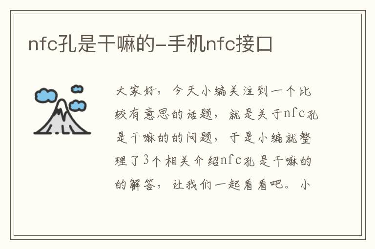 nfc孔是干嘛的-手机nfc接口