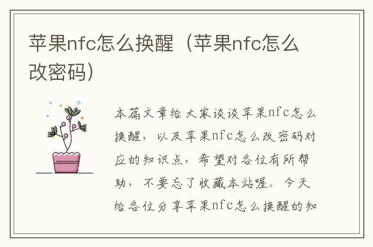 苹果nfc怎么换醒（苹果nfc怎么改密码）