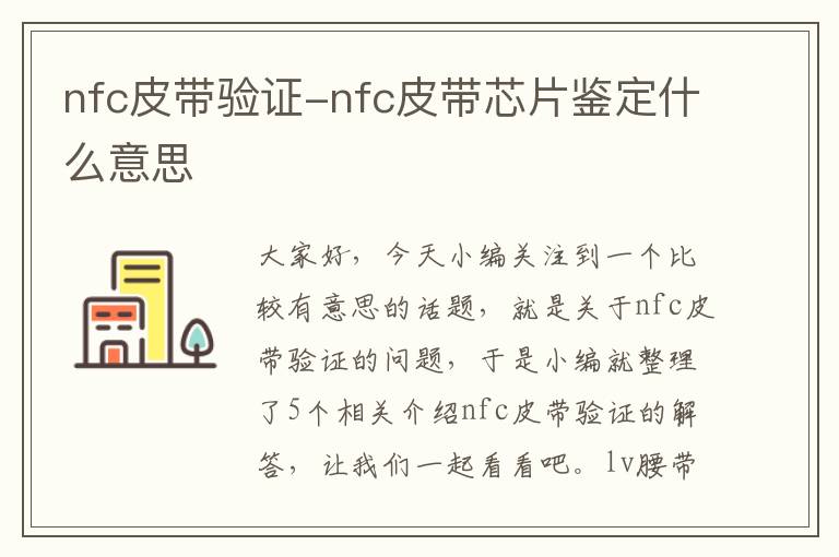 nfc皮带验证-nfc皮带芯片鉴定什么意思