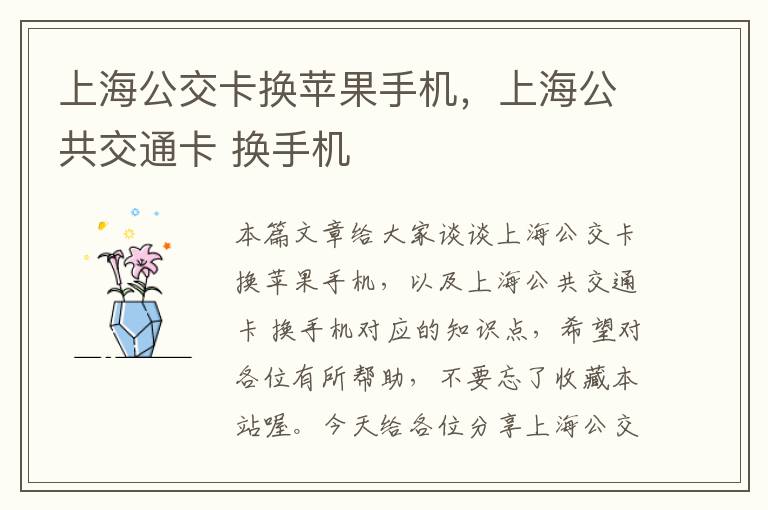 上海公交卡换苹果手机，上海公共交通卡 换手机