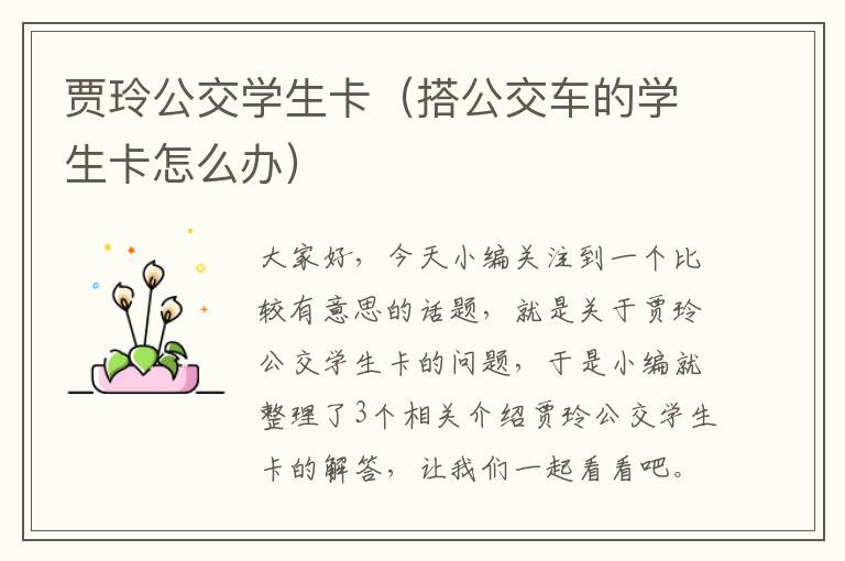 贾玲公交学生卡（搭公交车的学生卡怎么办）