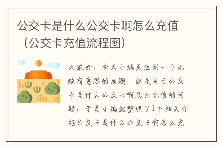 公交卡是什么公交卡啊怎么充值（公交卡充值流程图）