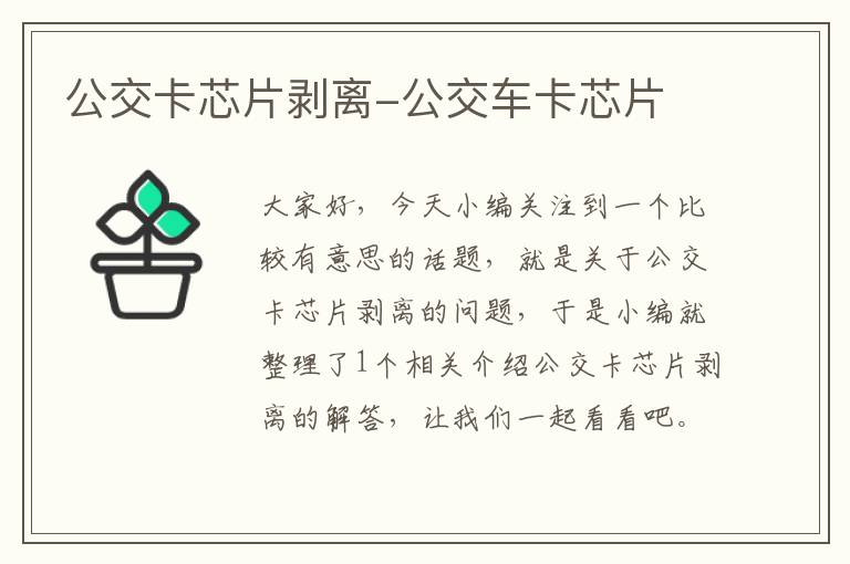 公交卡芯片剥离-公交车卡芯片