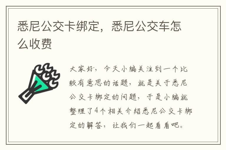 悉尼公交卡绑定，悉尼公交车怎么收费