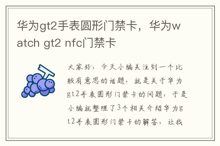 华为gt2手表圆形门禁卡，华为watch gt2 nfc门禁卡