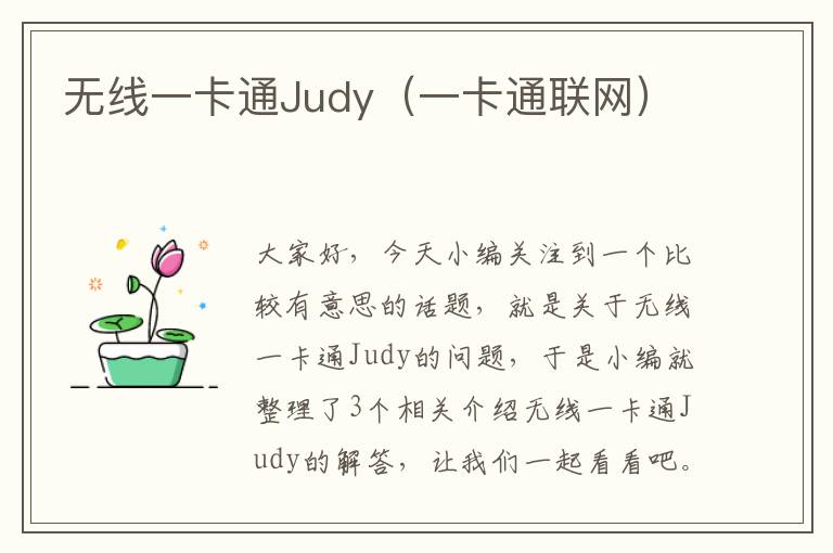 无线一卡通Judy（一卡通联网）