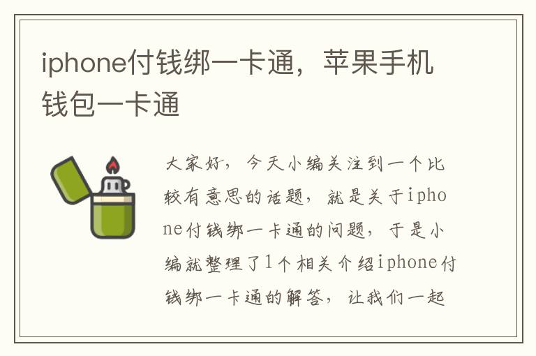 iphone付钱绑一卡通，苹果手机钱包一卡通