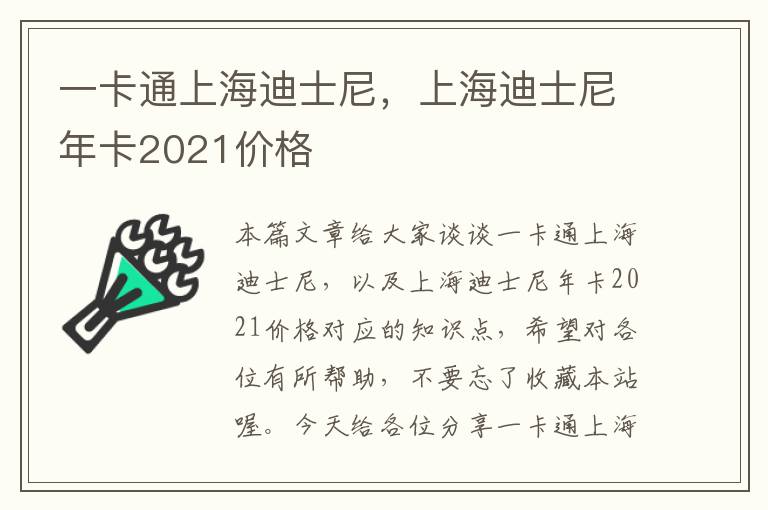 一卡通上海迪士尼，上海迪士尼年卡2021价格