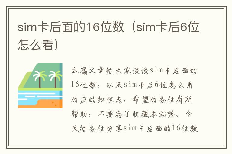 sim卡后面的16位数（sim卡后6位怎么看）