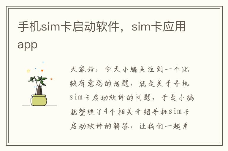 手机sim卡启动软件，sim卡应用app