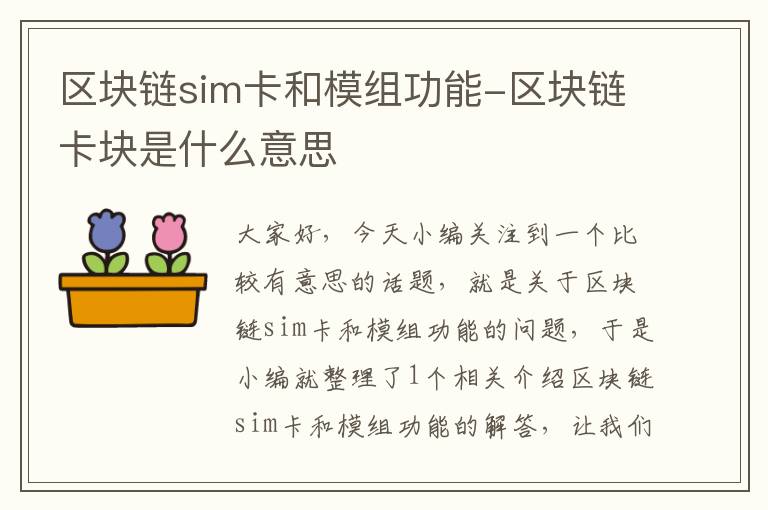 区块链sim卡和模组功能-区块链卡块是什么意思