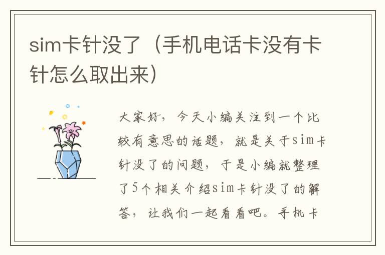 sim卡针没了（手机电话卡没有卡针怎么取出来）