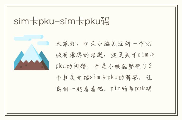 sim卡pku-sim卡pku码