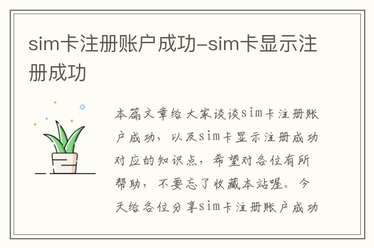 sim卡注册账户成功-sim卡显示注册成功