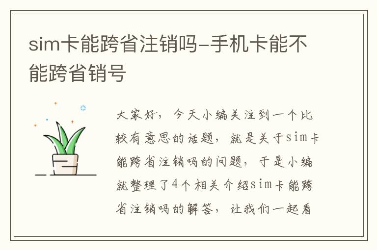 sim卡能跨省注销吗-手机卡能不能跨省销号