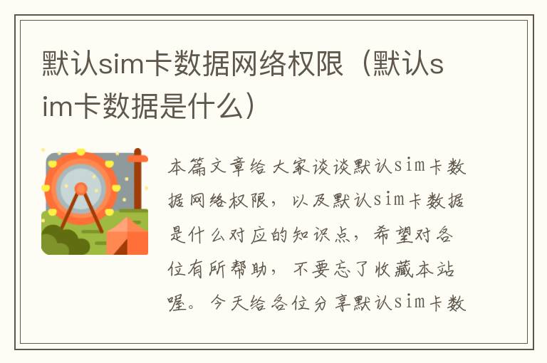 默认sim卡数据网络权限（默认sim卡数据是什么）