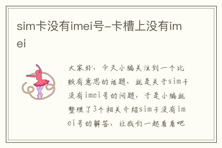 sim卡没有imei号-卡槽上没有imei