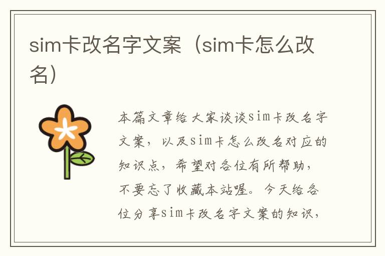 sim卡改名字文案（sim卡怎么改名）