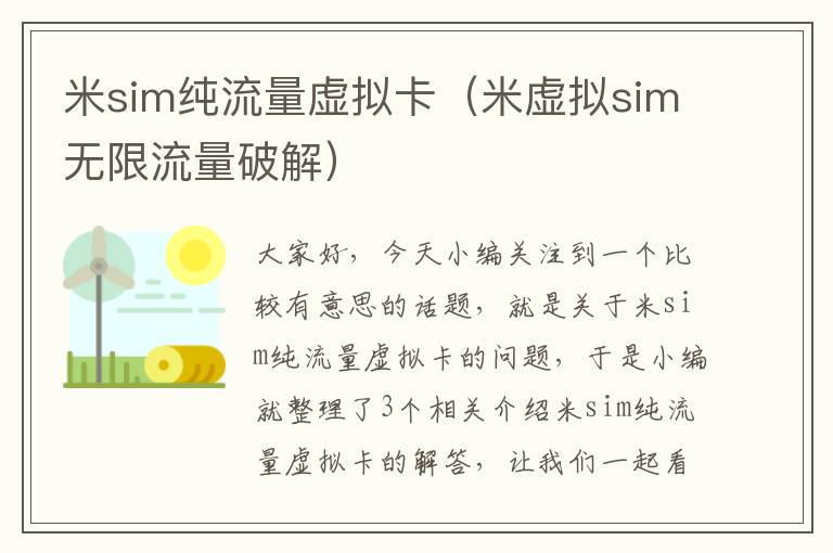 米sim纯流量虚拟卡（米虚拟sim无限流量破解）