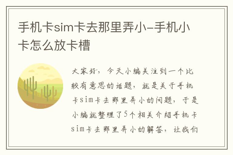 手机卡sim卡去那里弄小-手机小卡怎么放卡槽