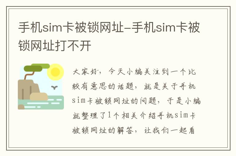 手机sim卡被锁网址-手机sim卡被锁网址打不开