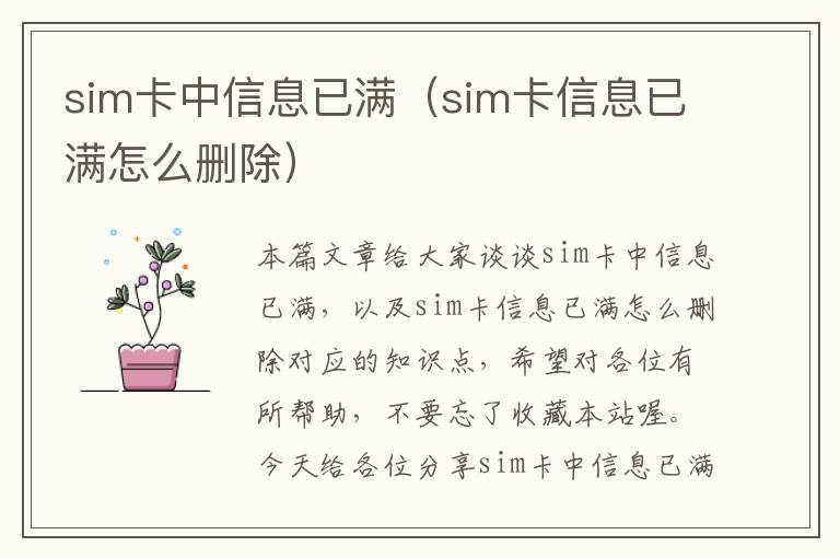 sim卡中信息已满（sim卡信息已满怎么删除）