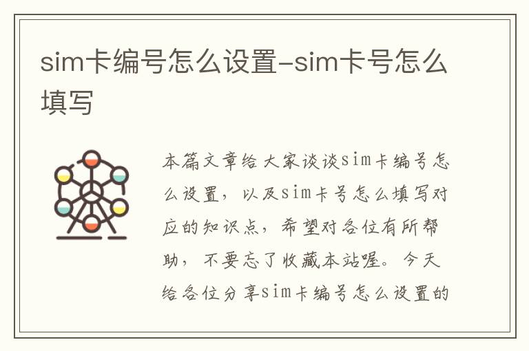 sim卡编号怎么设置-sim卡号怎么填写