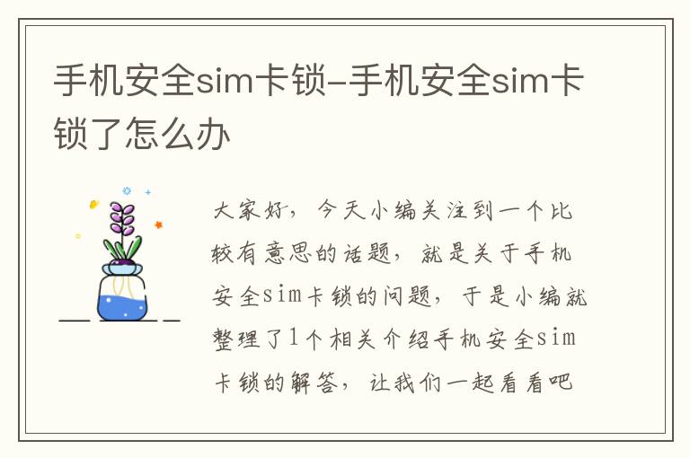 手机安全sim卡锁-手机安全sim卡锁了怎么办