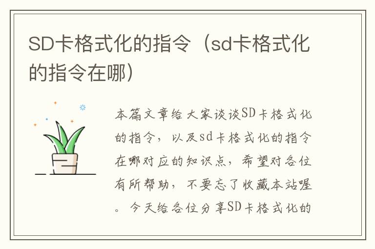 SD卡格式化的指令（sd卡格式化的指令在哪）