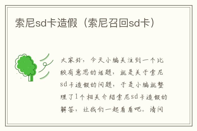 索尼sd卡造假（索尼召回sd卡）