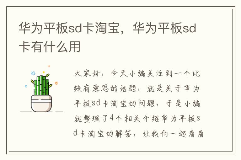 华为平板sd卡淘宝，华为平板sd卡有什么用