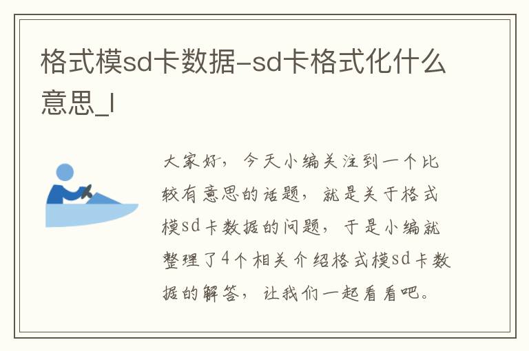 格式模sd卡数据-sd卡格式化什么意思_l