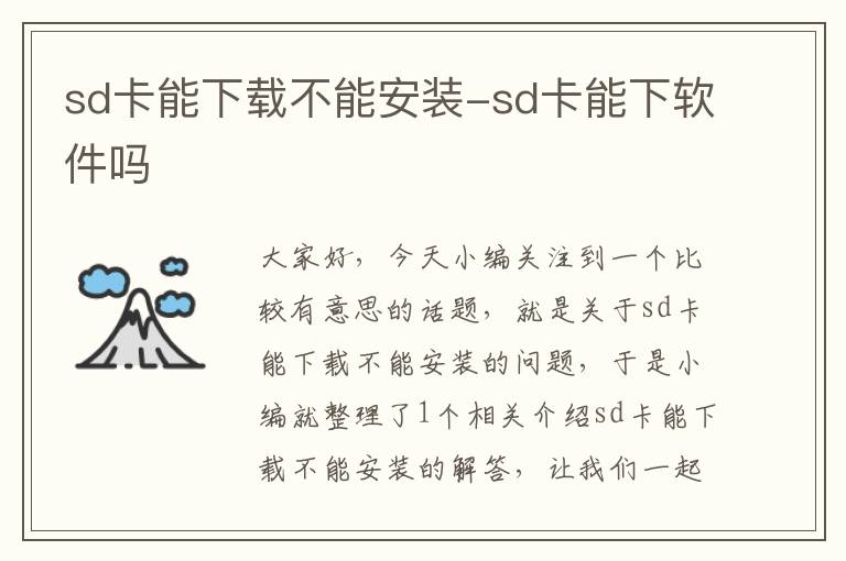 sd卡能下载不能安装-sd卡能下软件吗