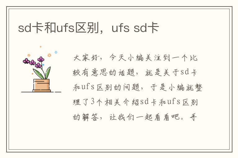 sd卡和ufs区别，ufs sd卡