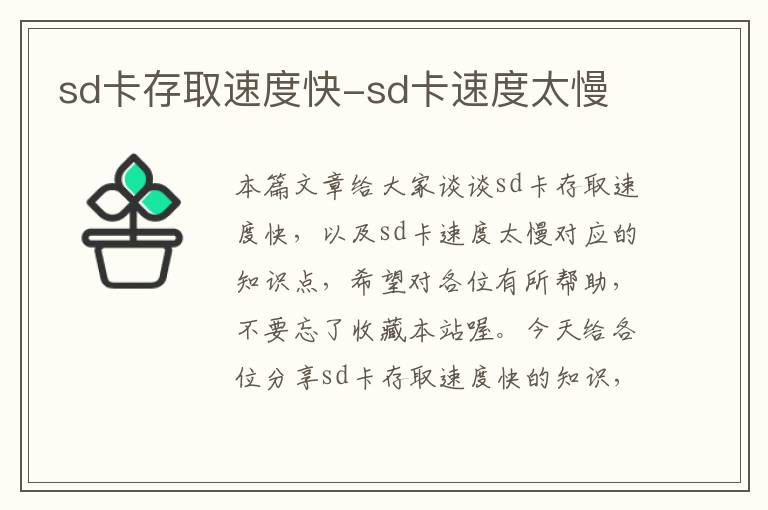 sd卡存取速度快-sd卡速度太慢