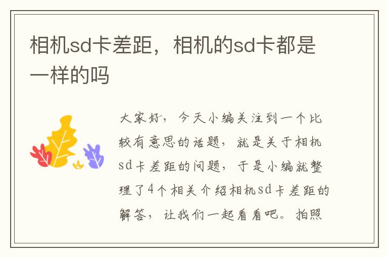 相机sd卡差距，相机的sd卡都是一样的吗