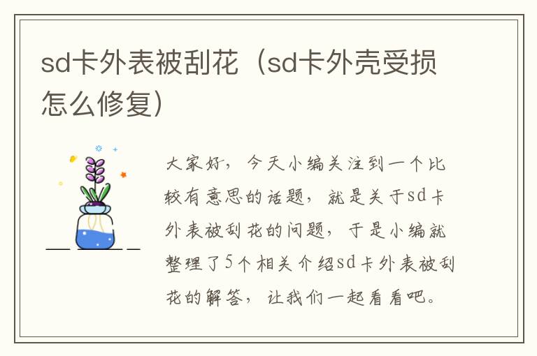 sd卡外表被刮花（sd卡外壳受损怎么修复）