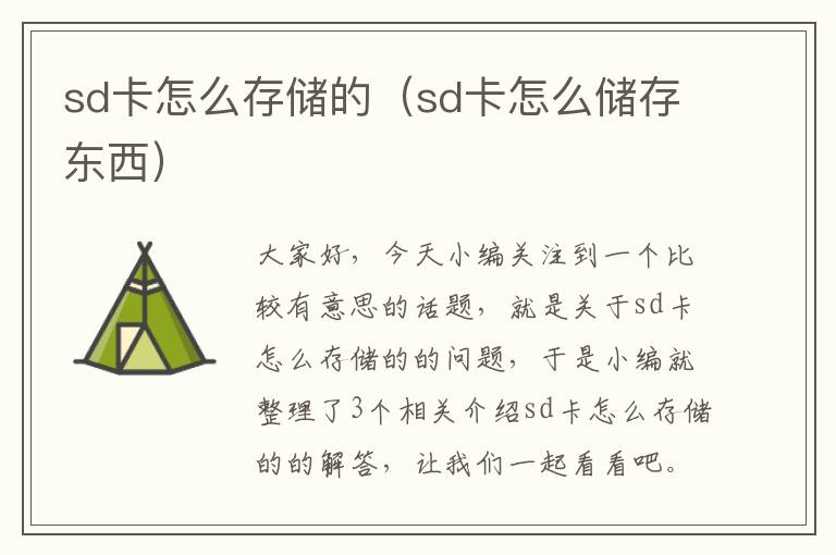 sd卡怎么存储的（sd卡怎么储存东西）