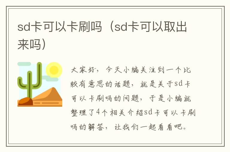 sd卡可以卡刷吗（sd卡可以取出来吗）