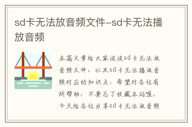 sd卡无法放音频文件-sd卡无法播放音频