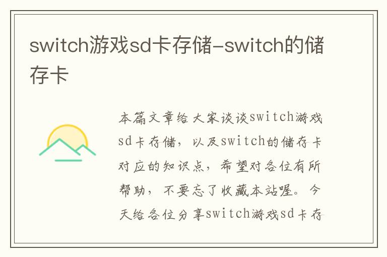 switch游戏sd卡存储-switch的储存卡