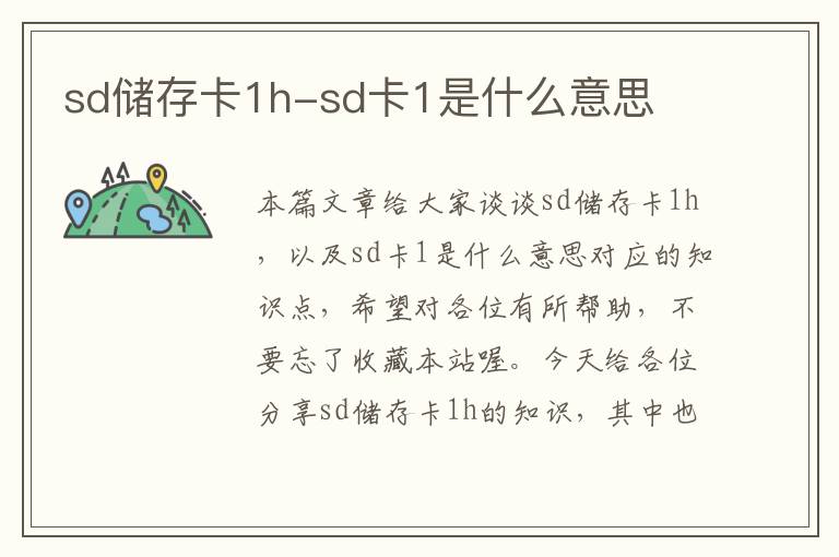 sd储存卡1h-sd卡1是什么意思