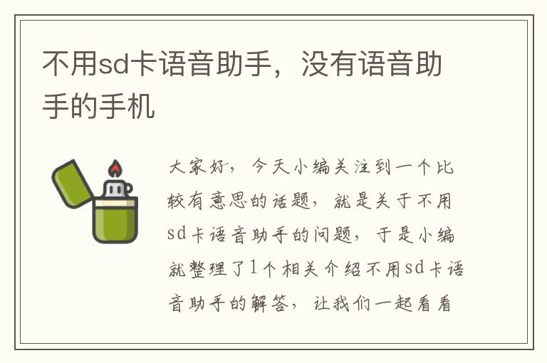 不用sd卡语音助手，没有语音助手的手机