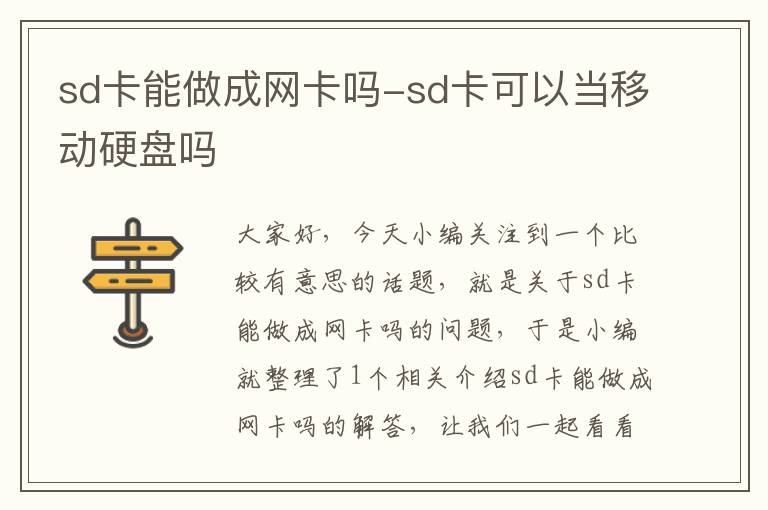 sd卡能做成网卡吗-sd卡可以当移动硬盘吗