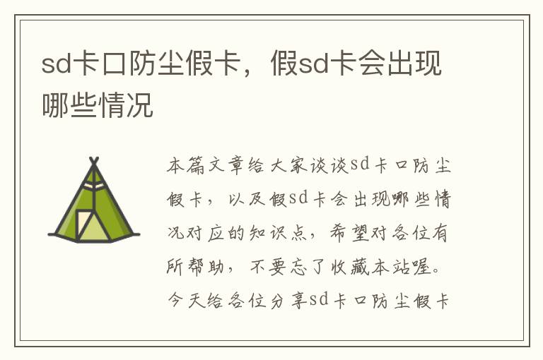 sd卡口防尘假卡，假sd卡会出现哪些情况