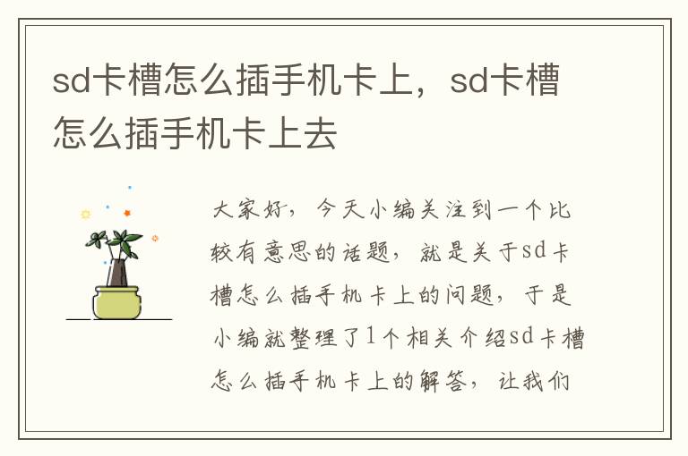 sd卡槽怎么插手机卡上，sd卡槽怎么插手机卡上去